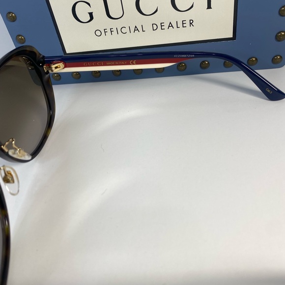 New - Gucci GG0849SK Havana Blue Brown Gradient Sunglasses - Picture 12 of 13